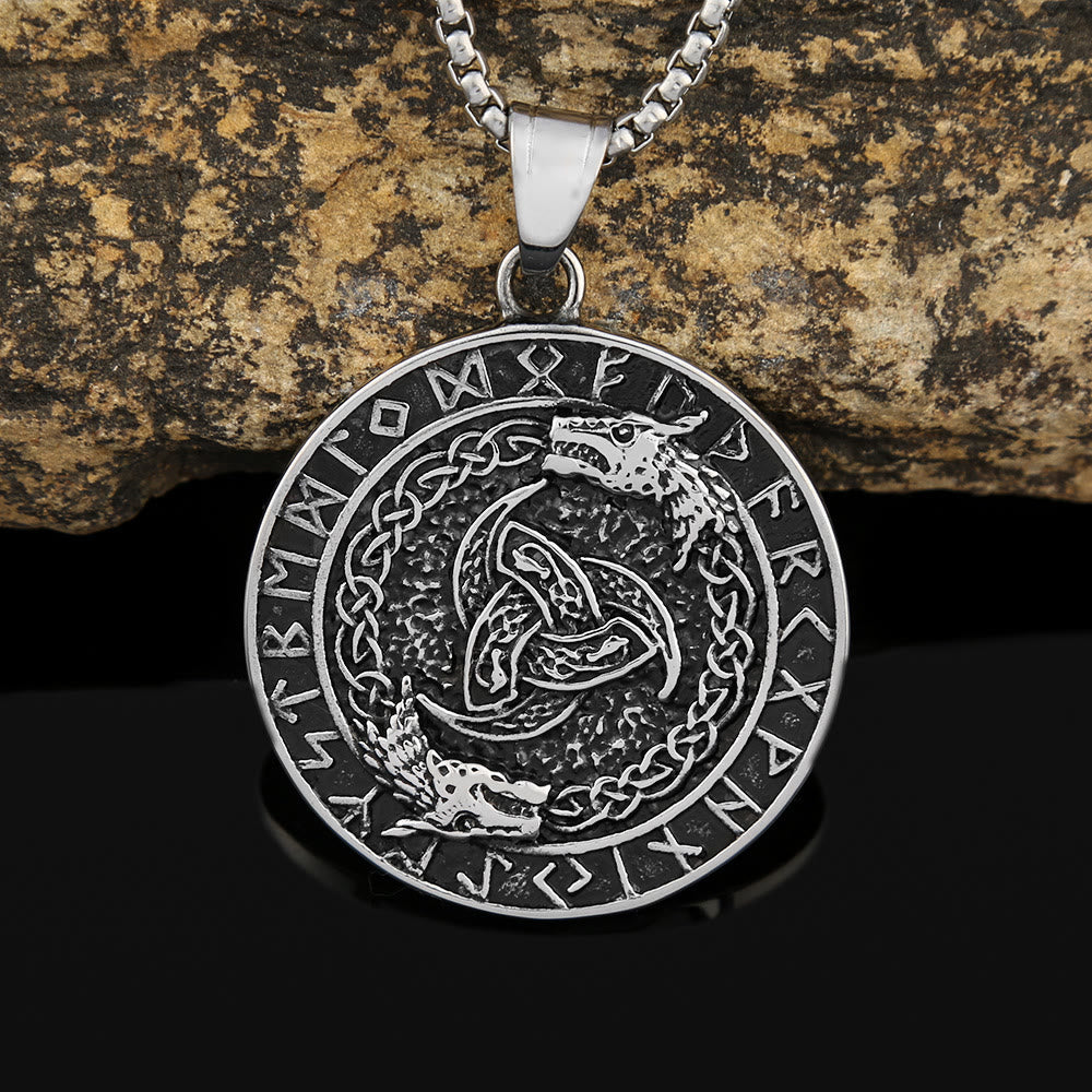 WorldNorse Viking Rune Dreifaches Horn von Odin Drachen Halskette
