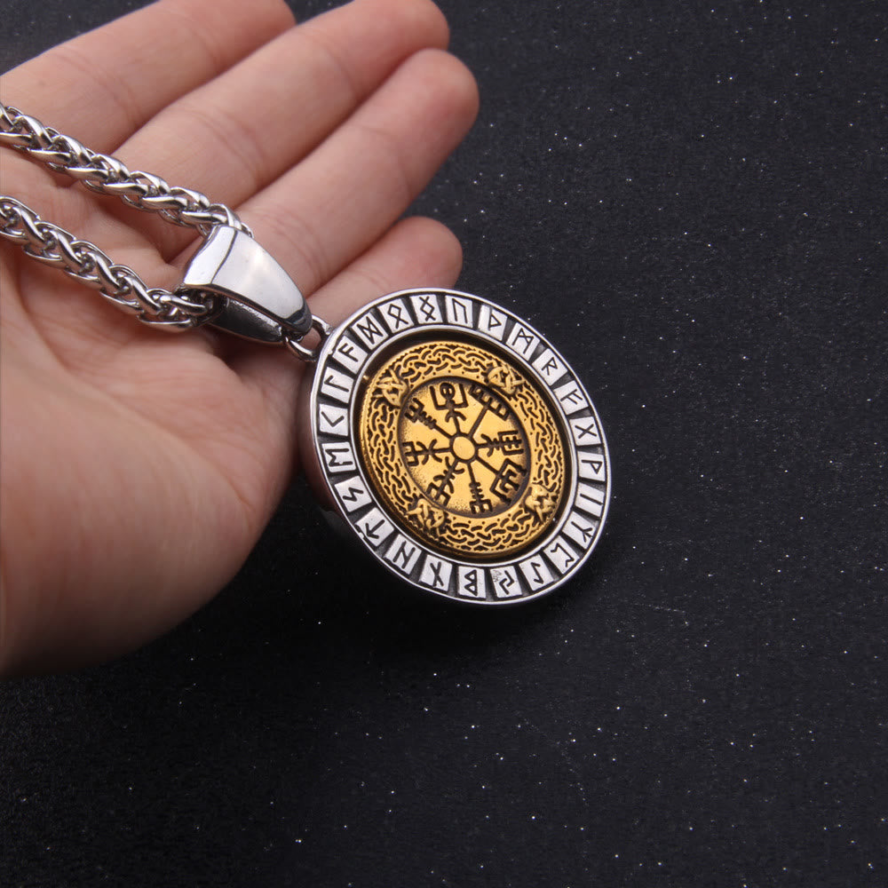 WorldNorse Halskette mit drehbarem Wikinger-Kompass Vegvisir