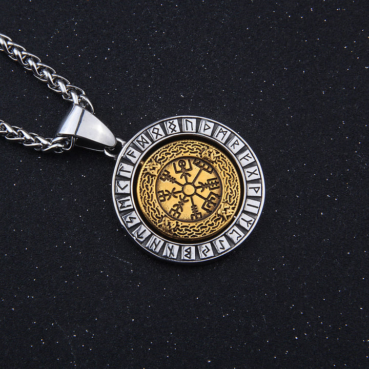 WorldNorse Halskette mit drehbarem Wikinger-Kompass Vegvisir