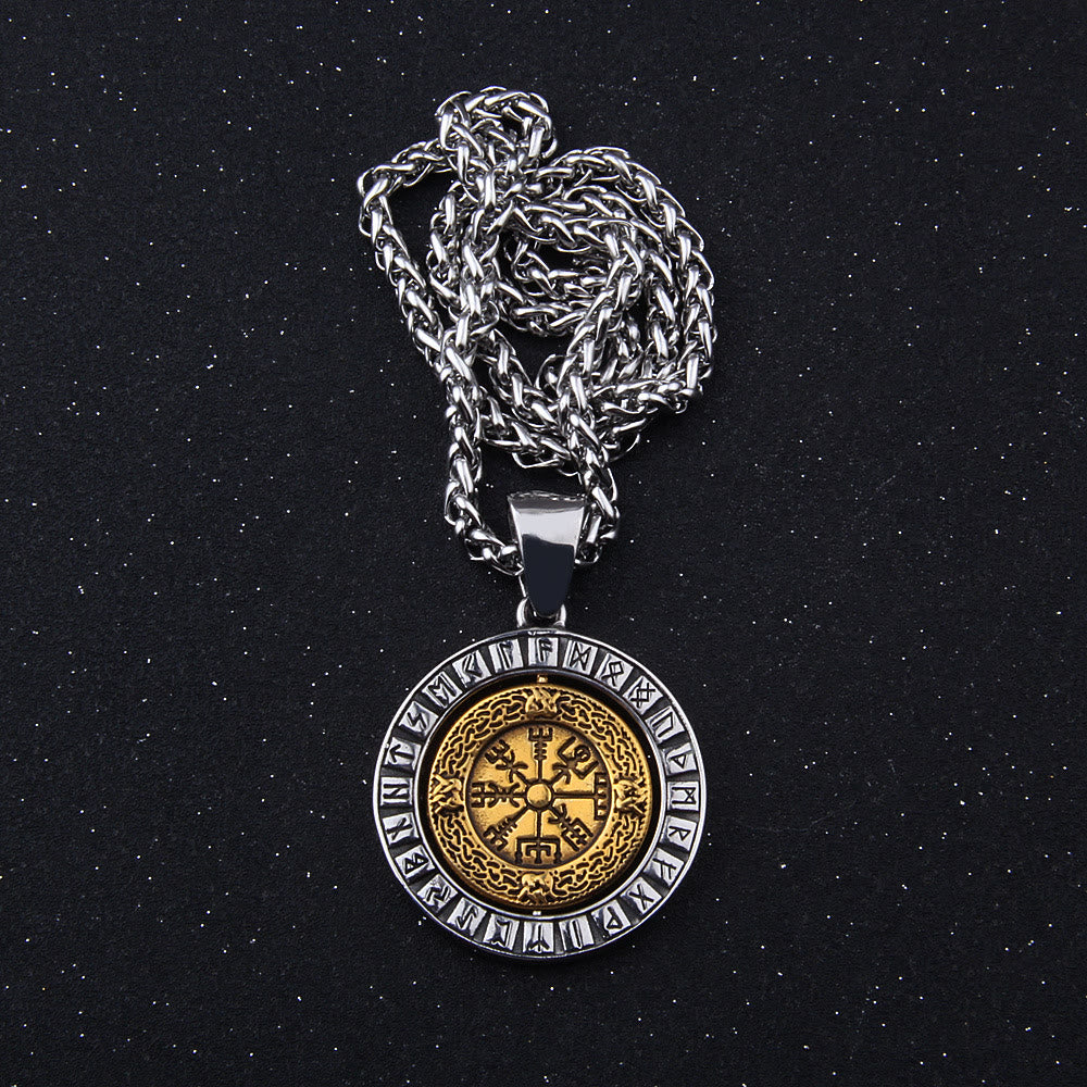 WorldNorse Halskette mit drehbarem Wikinger-Kompass Vegvisir