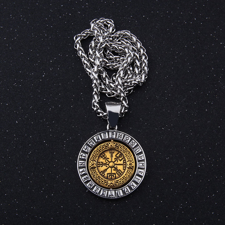 WorldNorse Halskette mit drehbarem Wikinger-Kompass Vegvisir