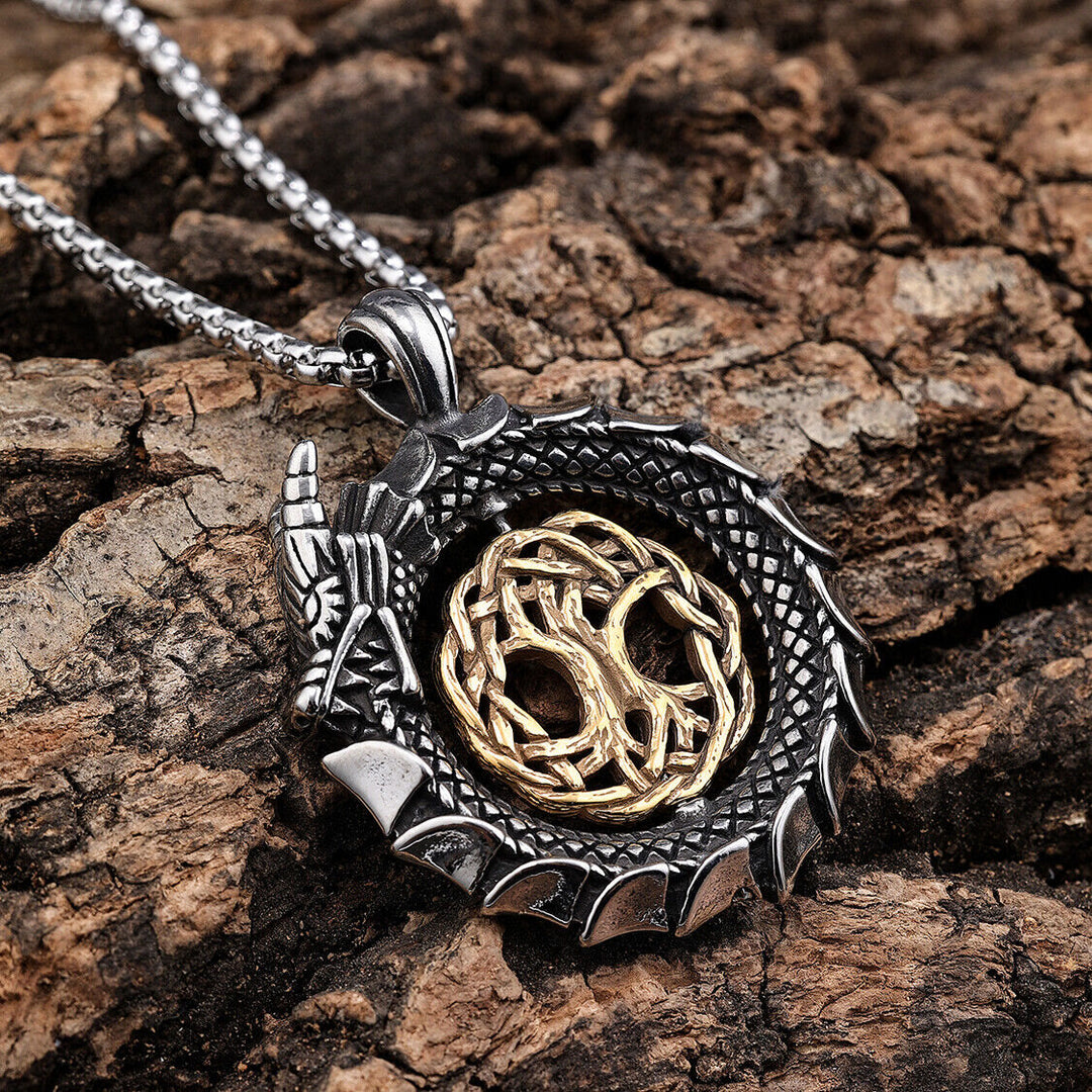 WorldNorse Jormungandr Halskette mit Lebensbaum