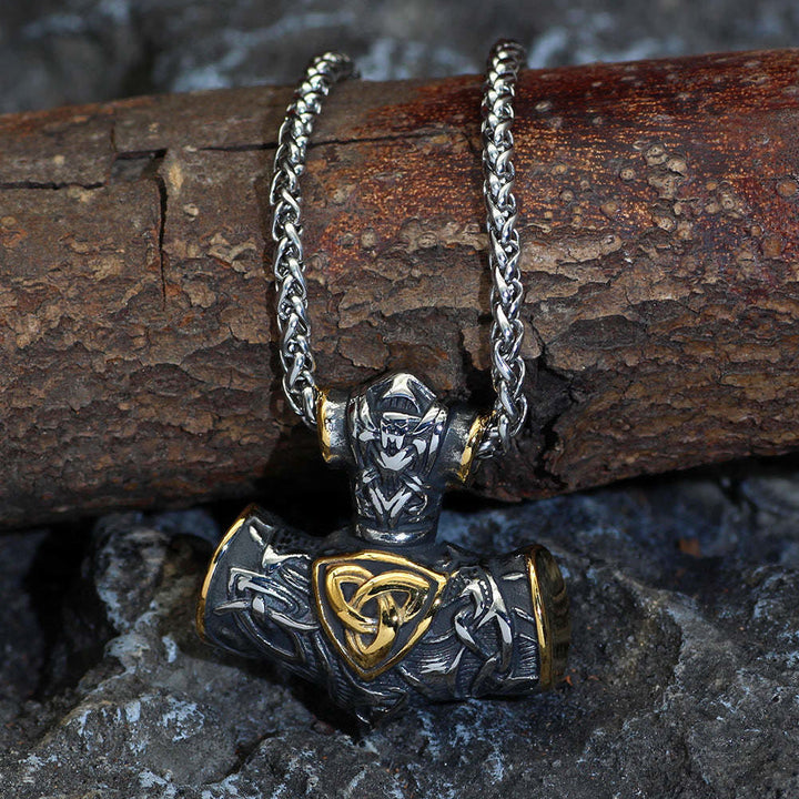 WorldNorse Thors Hammer Mjölnir Triquetra Anker Halskette