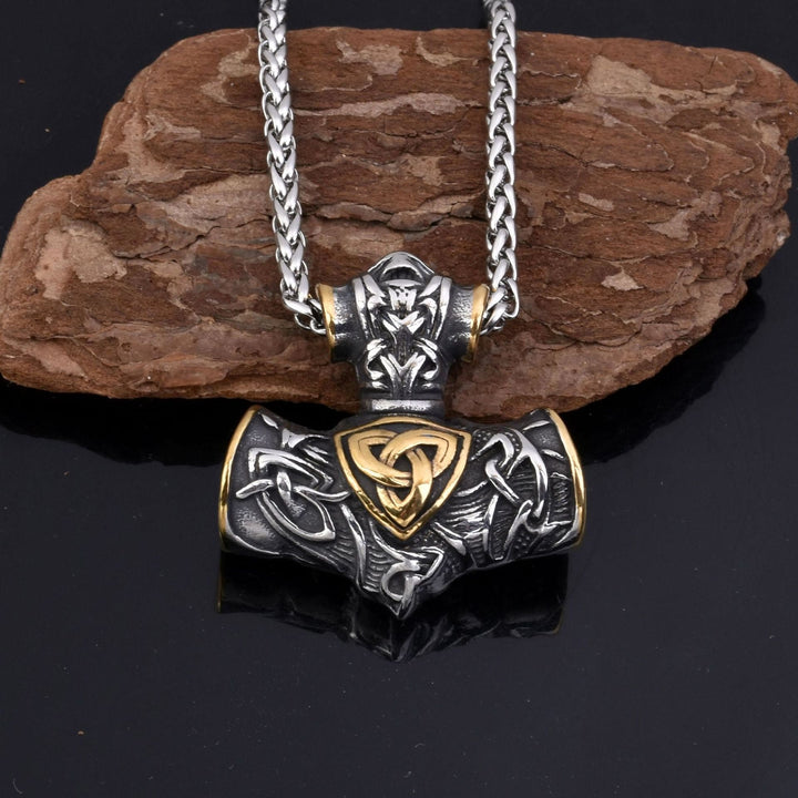 WorldNorse Thors Hammer Mjölnir Triquetra Anker Halskette