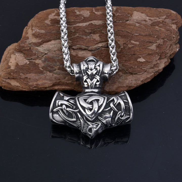 WorldNorse Thors Hammer Mjölnir Triquetra Anker Halskette