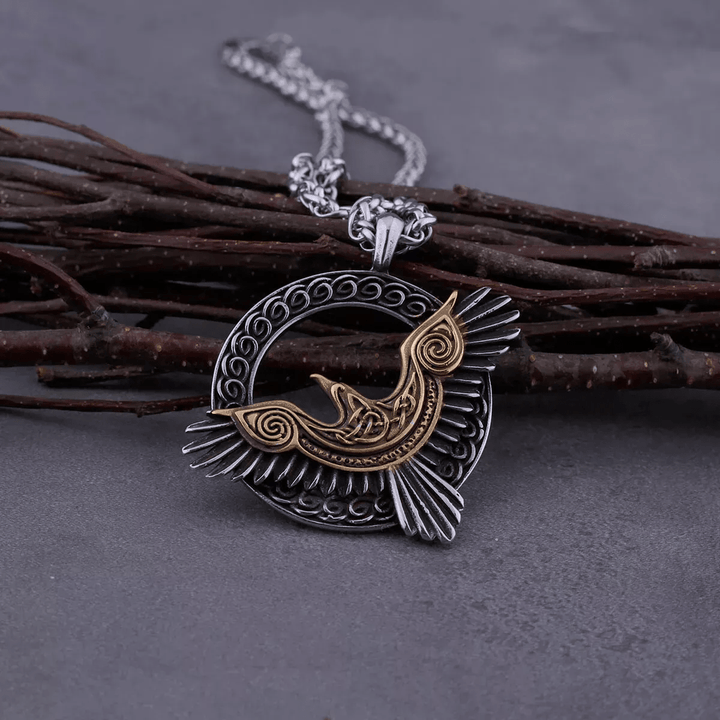 WorldNorse Anhänger mit Ton Wikinger Raven Design Halskette