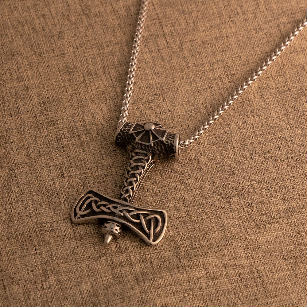 WorldNorse Celtic Endless Knot Thors Hammer Halskette