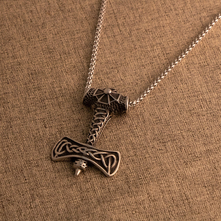 WorldNorse Celtic Endless Knot Thors Hammer Halskette