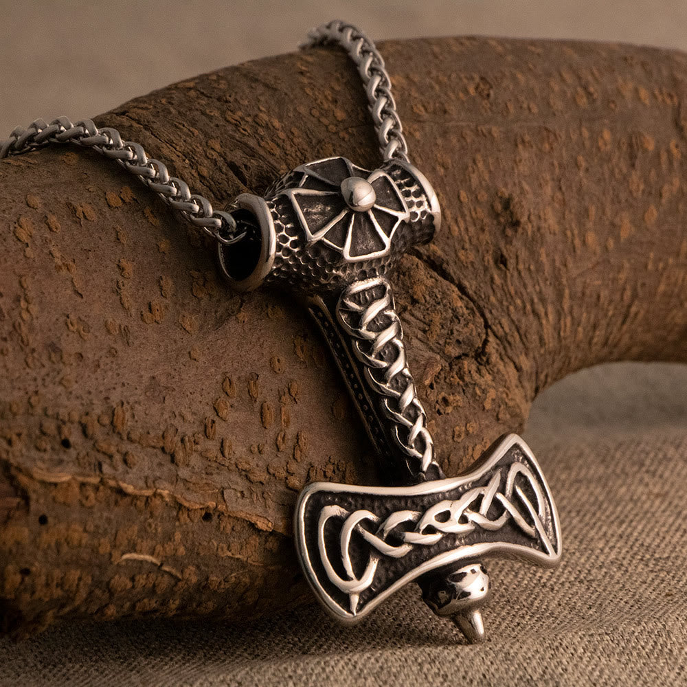 WorldNorse Celtic Endless Knot Thors Hammer Halskette