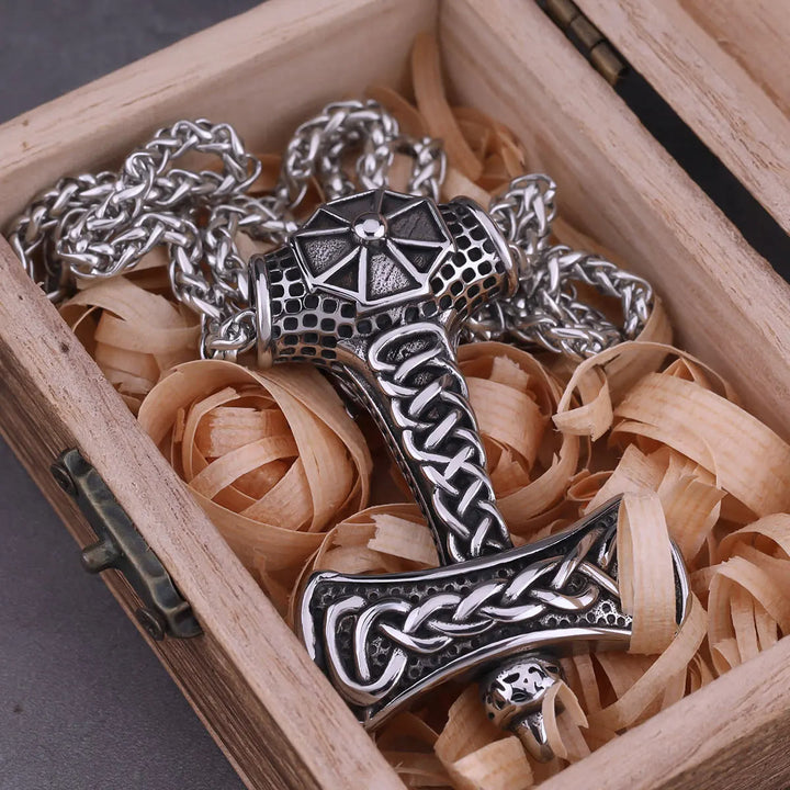 WorldNorse Celtic Endless Knot Thors Hammer Halskette