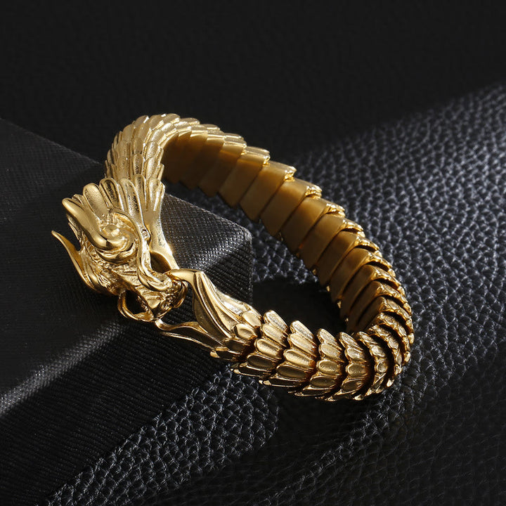 WorldNordisches Drachenschuppen-Armband aus Edelstahl