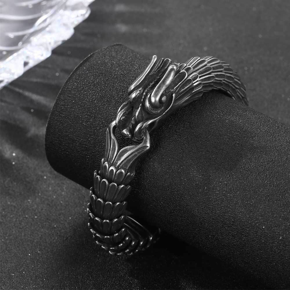 WorldNordisches Drachenschuppen-Armband aus Edelstahl