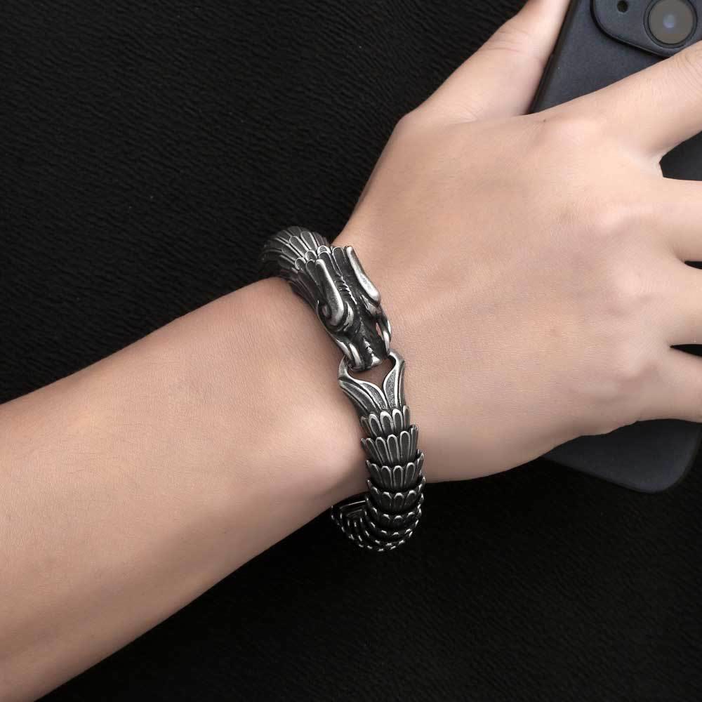 WorldNordisches Drachenschuppen-Armband aus Edelstahl