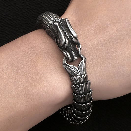 WorldNordisches Drachenschuppen-Armband aus Edelstahl