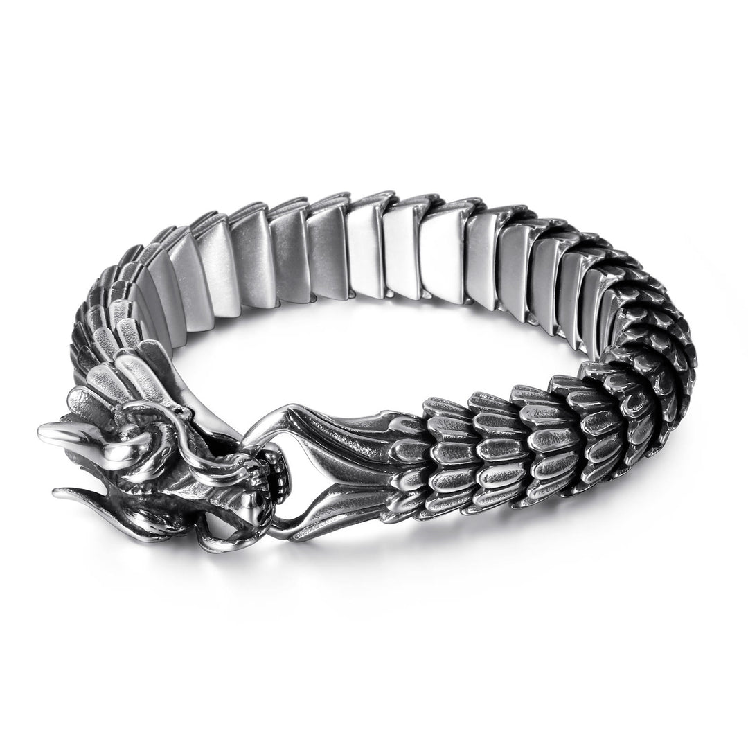 WorldNordisches Drachenschuppen-Armband aus Edelstahl