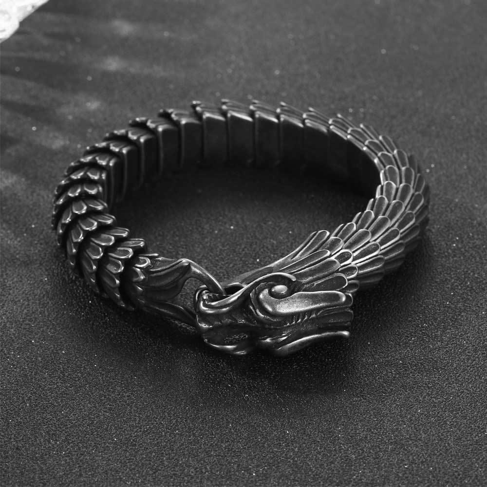 WorldNordisches Drachenschuppen-Armband aus Edelstahl