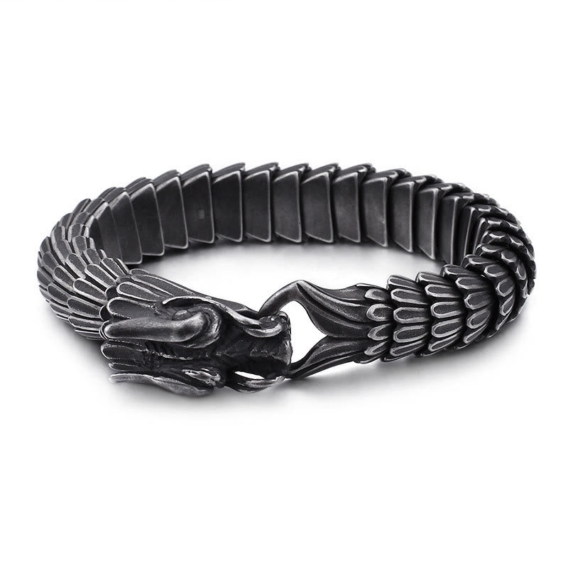 WorldNordisches Drachenschuppen-Armband aus Edelstahl - Schwarz - 23 cm - image 0