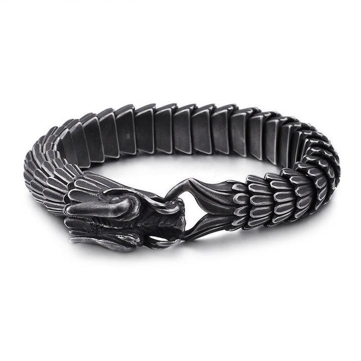 WorldNordisches Drachenschuppen-Armband aus Edelstahl - Schwarz - 23 cm - image 0