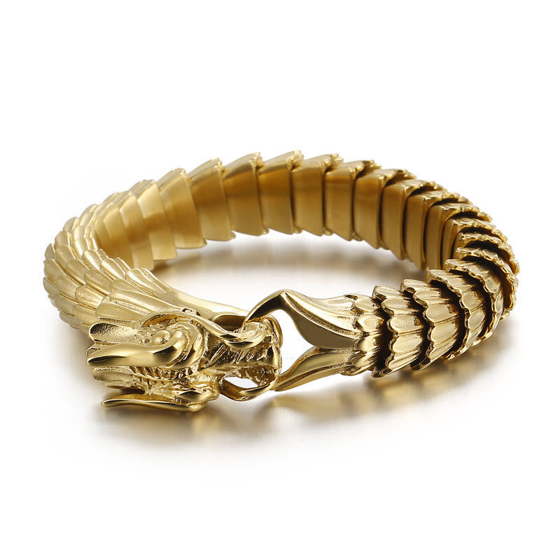 WorldNordisches Drachenschuppen-Armband aus Edelstahl - Gold - 23 cm - image 9