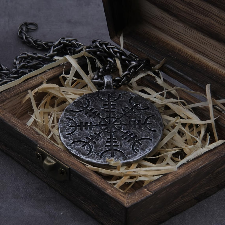 WorldNorse Wikinger-Kompass-Anhänger Vegvisir Halskette
