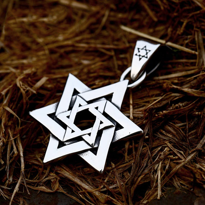 WorldNorse „Davidstern“ Sechszackige Stern-Amulett-Halskette
