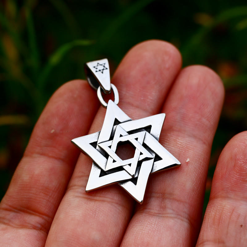WorldNorse „Davidstern“ Sechszackige Stern-Amulett-Halskette