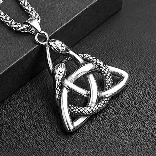 WorldNorse Nordische Dreifaltigkeit Triquetra mit Knoop-Schlangenhalskette