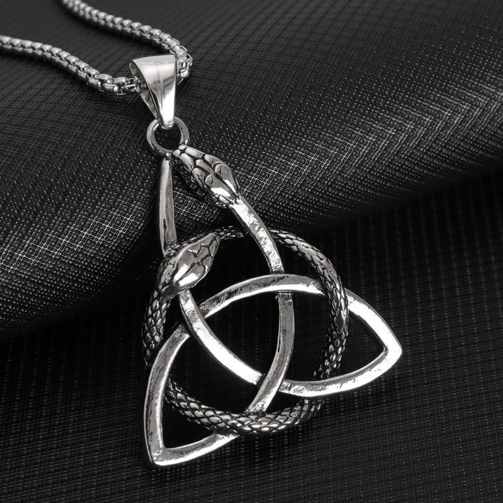 WorldNorse Nordische Dreifaltigkeit Triquetra mit Knoop-Schlangenhalskette