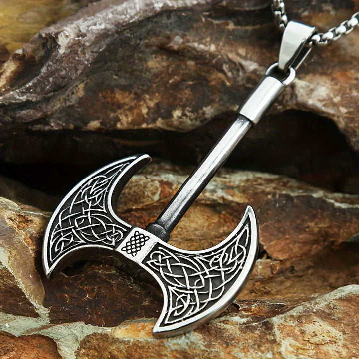WorldNorse Retro-Halskette mit zweischneidiger Riesen-Brettaxt