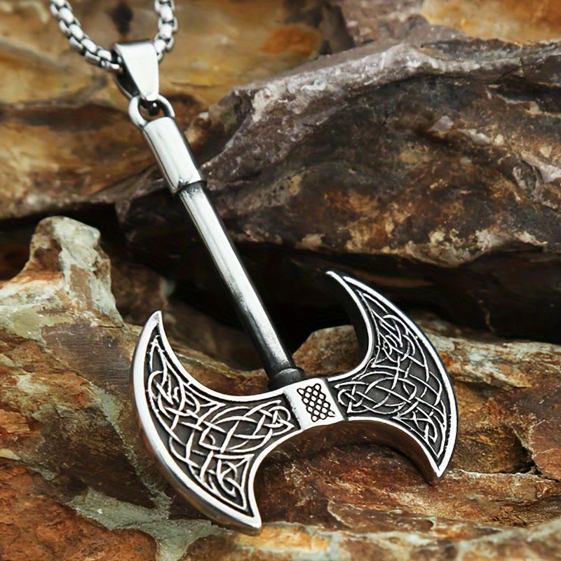 WorldNorse Retro-Halskette mit zweischneidiger Riesen-Brettaxt
