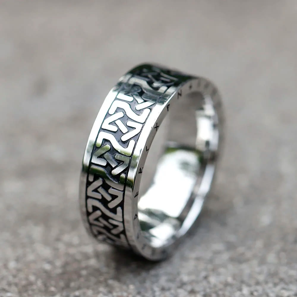 WorldNorse Wikinger- Rune -Ring aus Edelstahl
