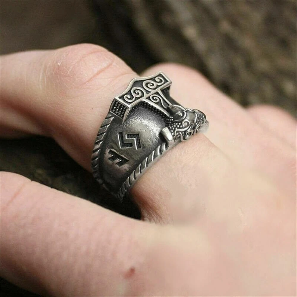 WorldNorse Classic Thors Hammer Rune -Wikingerring