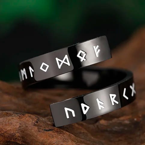 WorldNorse Threaded Runes Edelstahlring