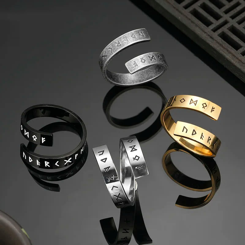 WorldNorse Threaded Runes Edelstahlring