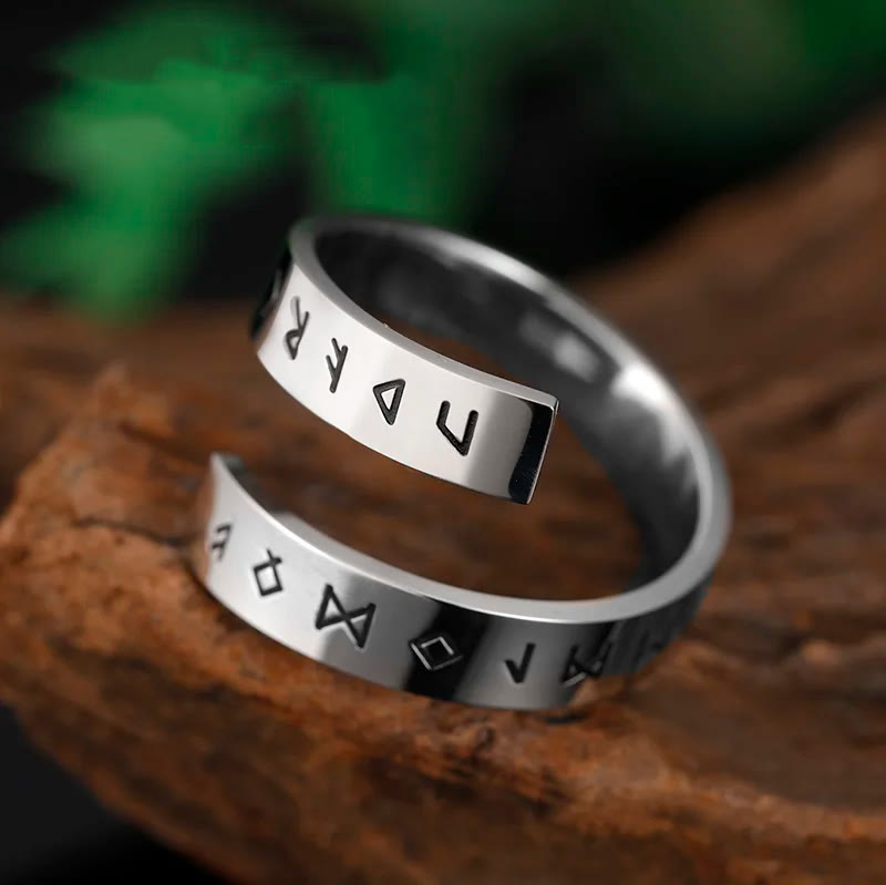 WorldNorse Threaded Runes Edelstahlring