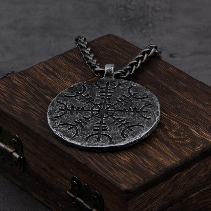 WorldNorse Wikinger-Kompass-Anhänger Vegvisir Halskette