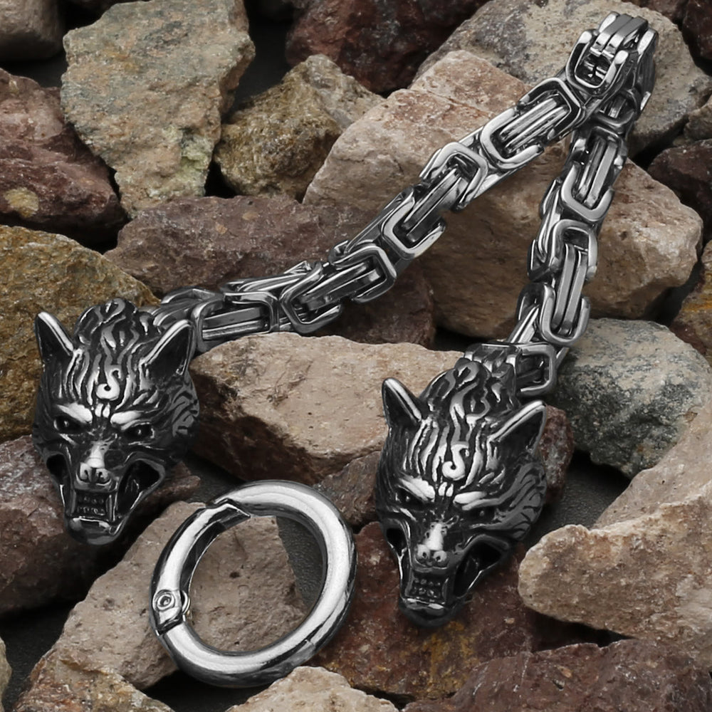 WorldNorse Vintage Wikinger Mjölnir mit Wölfen Halskette & Armband - image 1