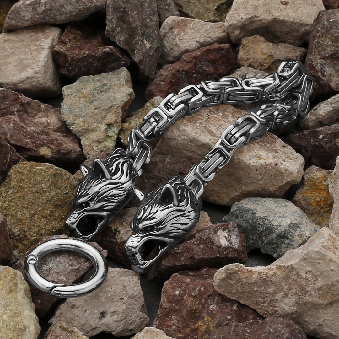 WorldNorse Vintage Wikinger Mjölnir mit Wölfen Halskette & Armband - image 2