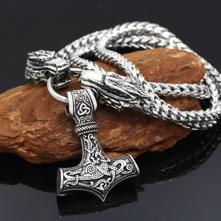 WorldNorse Mjölnir mit nordischer Doppeldrachen-Kielkette