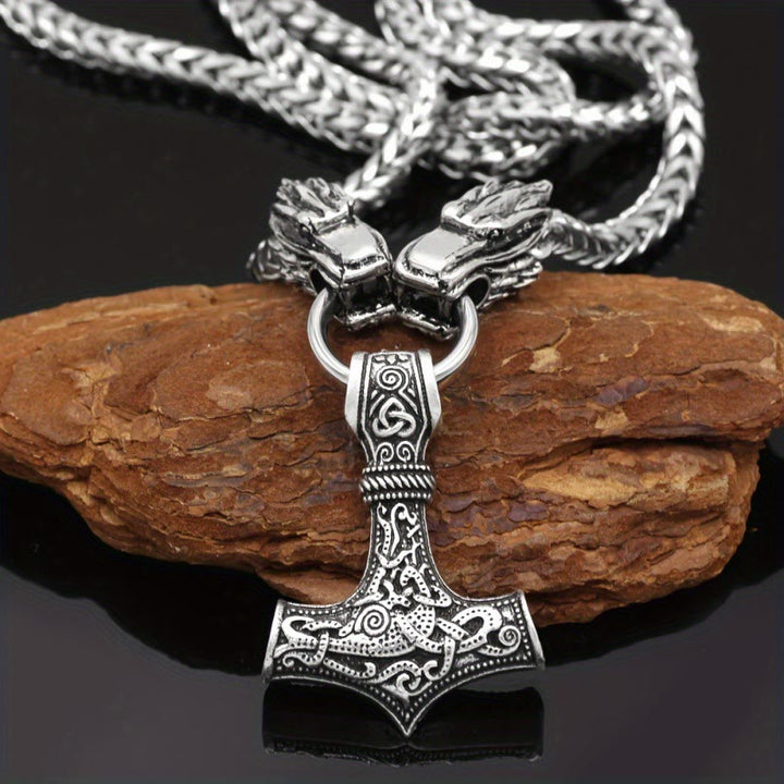 WorldNorse Mjölnir mit nordischer Doppeldrachen-Kielkette