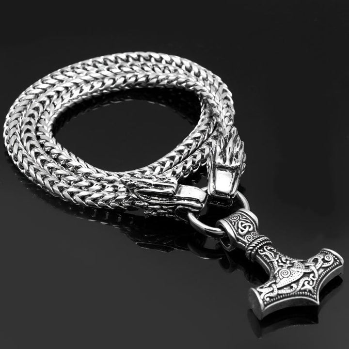 WorldNorse Mjölnir mit nordischer Doppeldrachen-Kielkette