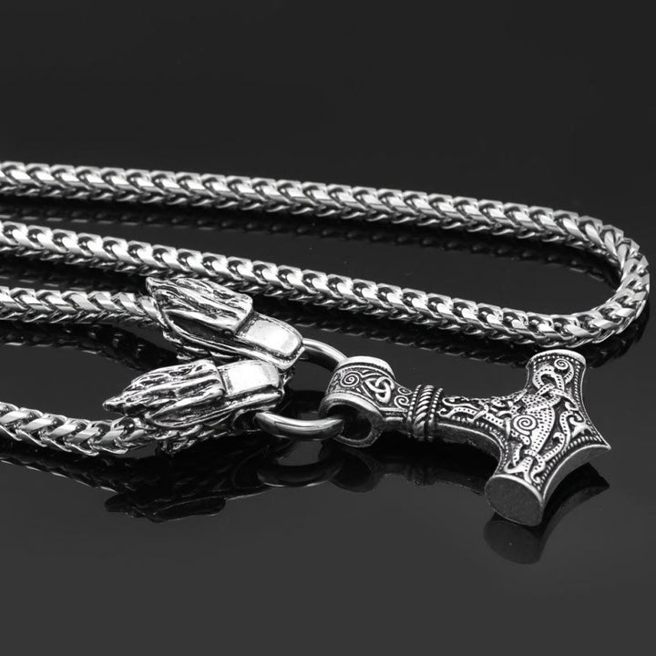 WorldNorse Mjölnir mit nordischer Doppeldrachen-Kielkette