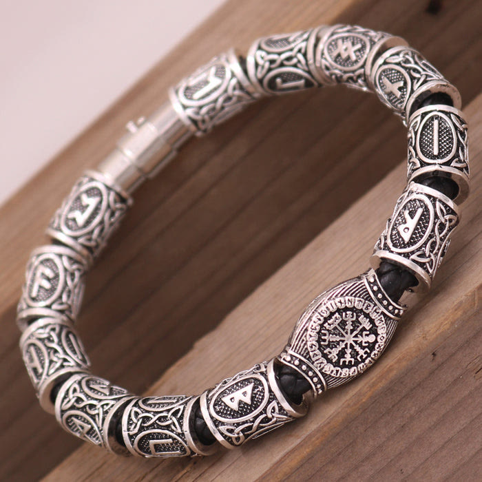WorldNorse Odins Runenstein-Perlen-Kompass Vegvisir Armband