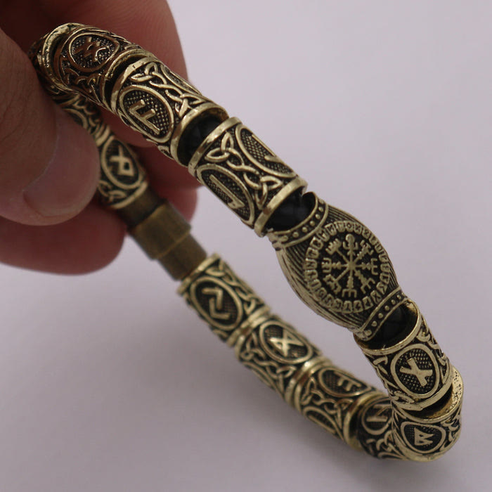 WorldNorse Odins Runenstein-Perlen-Kompass Vegvisir Armband