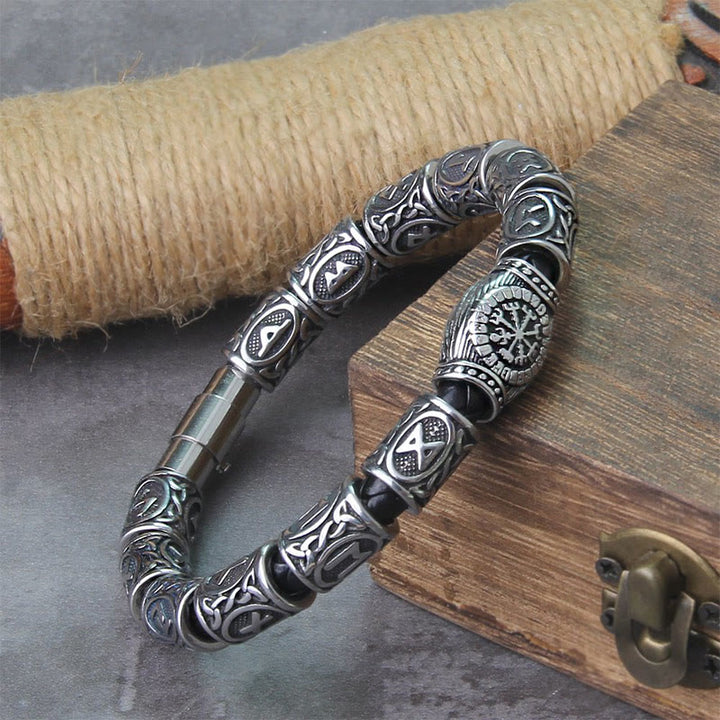 WorldNorse Odins Runenstein-Perlen-Kompass Vegvisir Armband