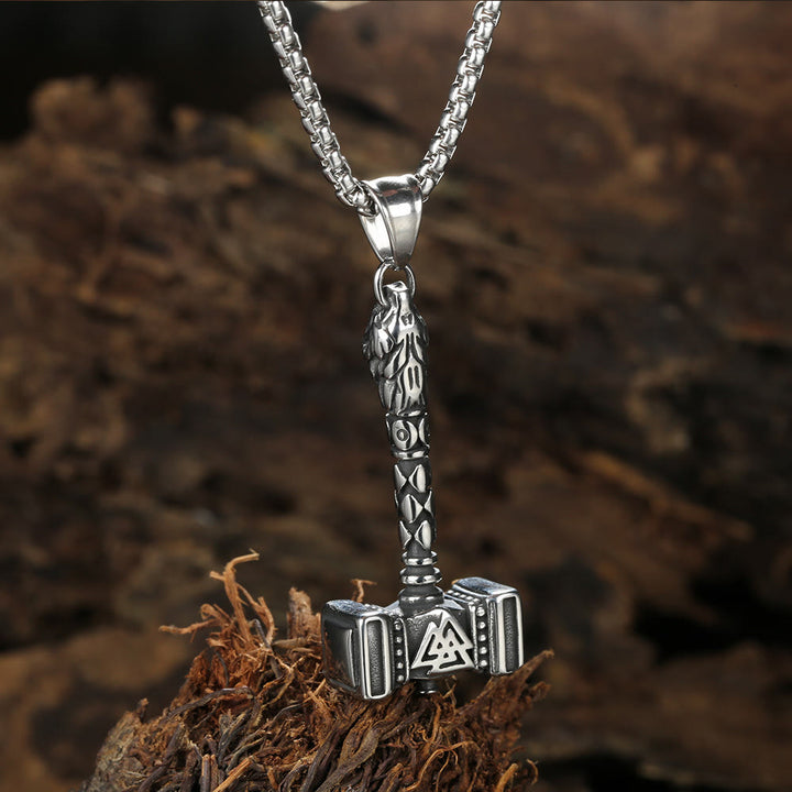 WorldNorse Mjölnir Thors Hammer und Valknut Halskette