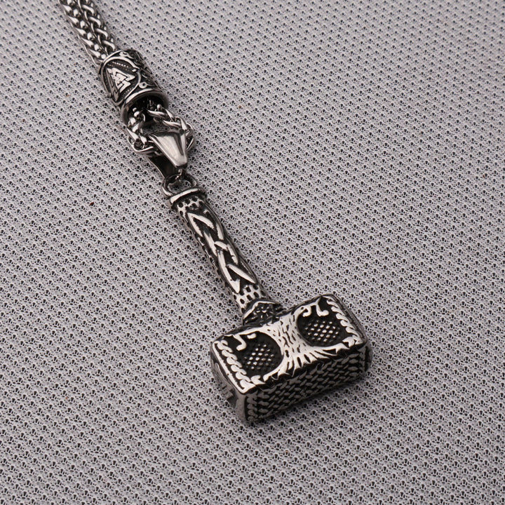 WorldNordische Mjölnir mit Valknut Yggdrasil Halskette