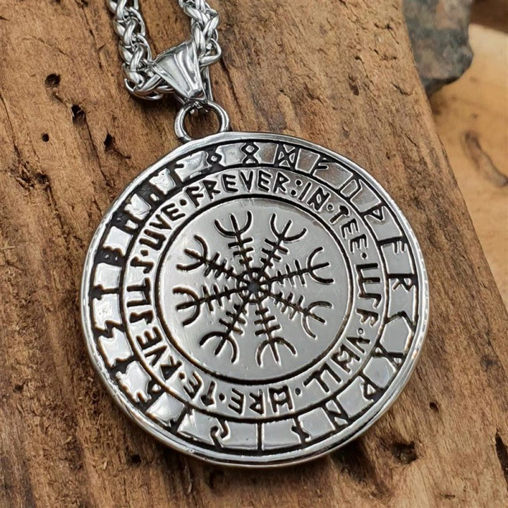 WorldNorse Wolf mit Mondnacht- Rune Amulett-Halskette
