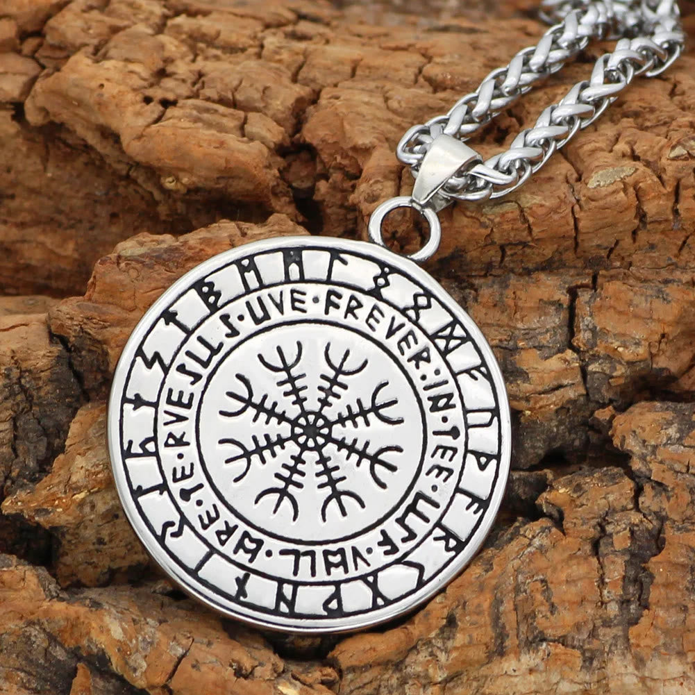 WorldNorse Wolf mit Mondnacht- Rune Amulett-Halskette