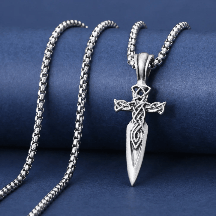 WorldNorse Halskette mit nordischem Keltischer Knoten und Kreuz und Speer